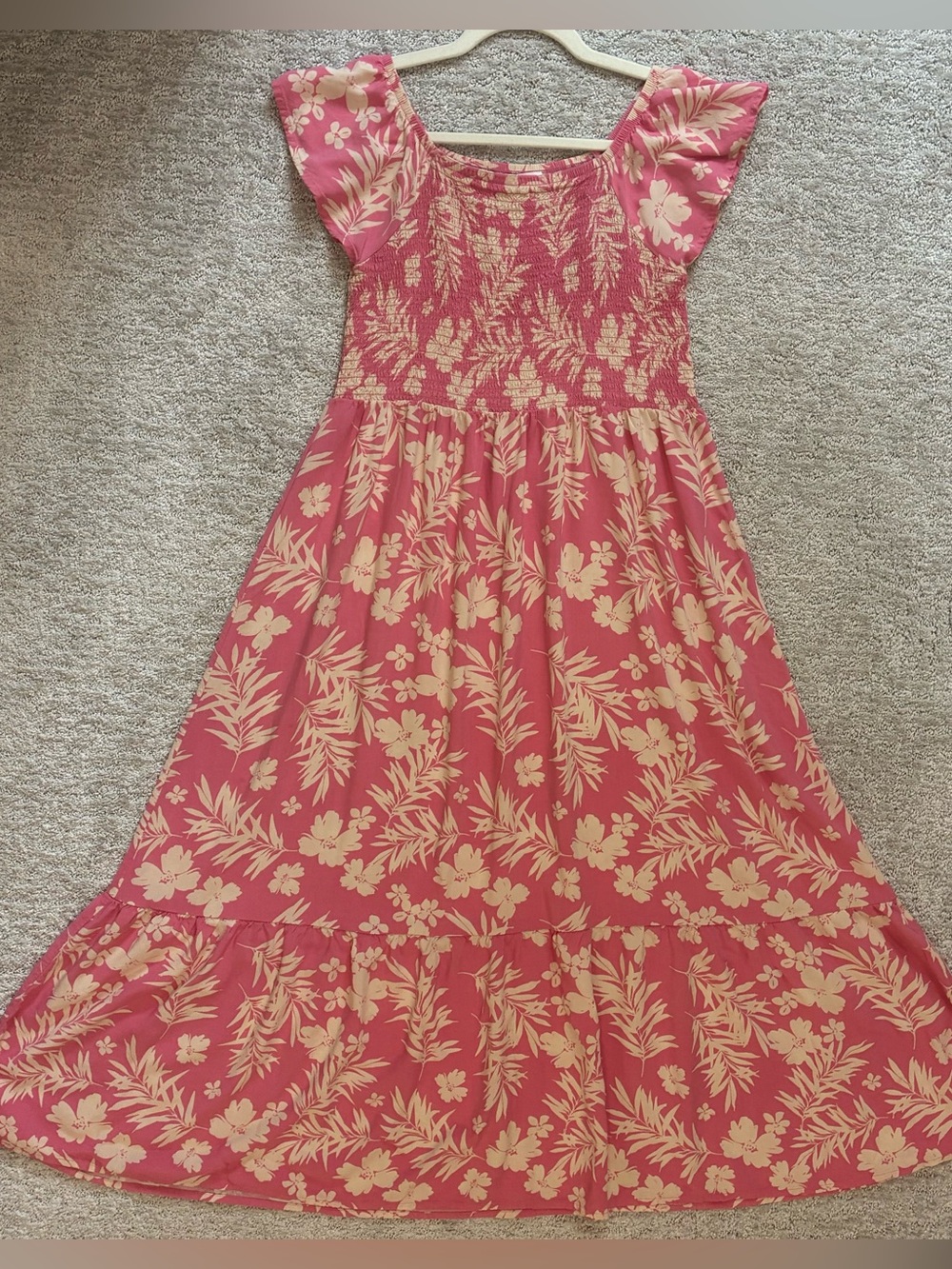 Target Girls' Floral Pink Tiered Maxi Dress with Smocked Bodice